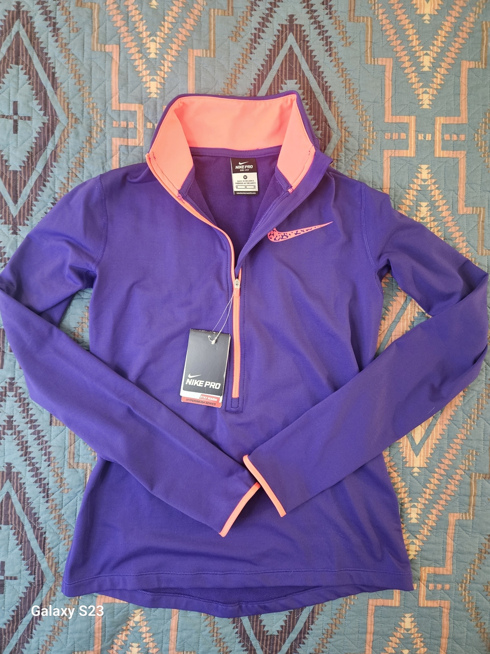 Nike Pro Purple Half-Zip Pullover with Pink Accents
